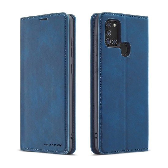 Capa Flip de Couro com Bolso Interno para Samsung Galaxy A21s Azul